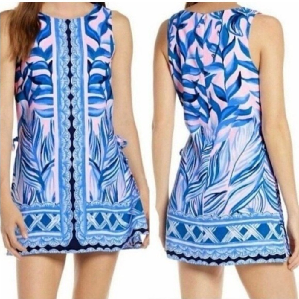 Lilly Pulitzer Blue and Pink Tropical Print Sleeveless Romper